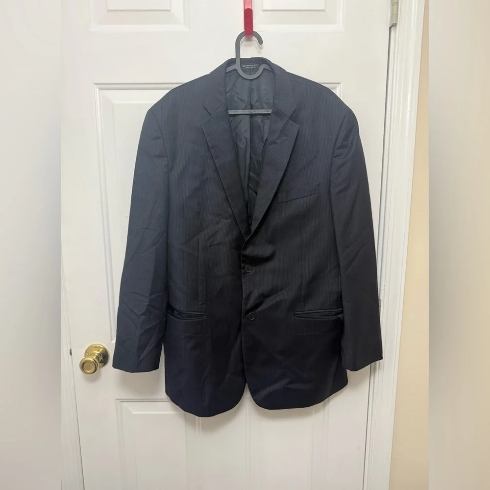 Men’s John Varvatos Blue Striped Blazer Size 42 R Premium Tailored Single Needle